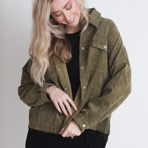 Green Corduroy Shirt Jacket